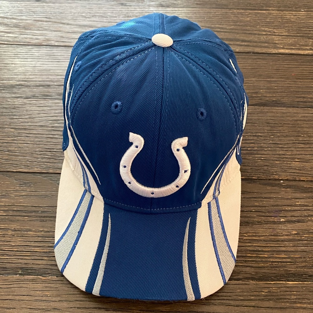Vintage Indianapolis Colts Hat Cap Flex Fit One Size Blue White RBK Reebok NFL